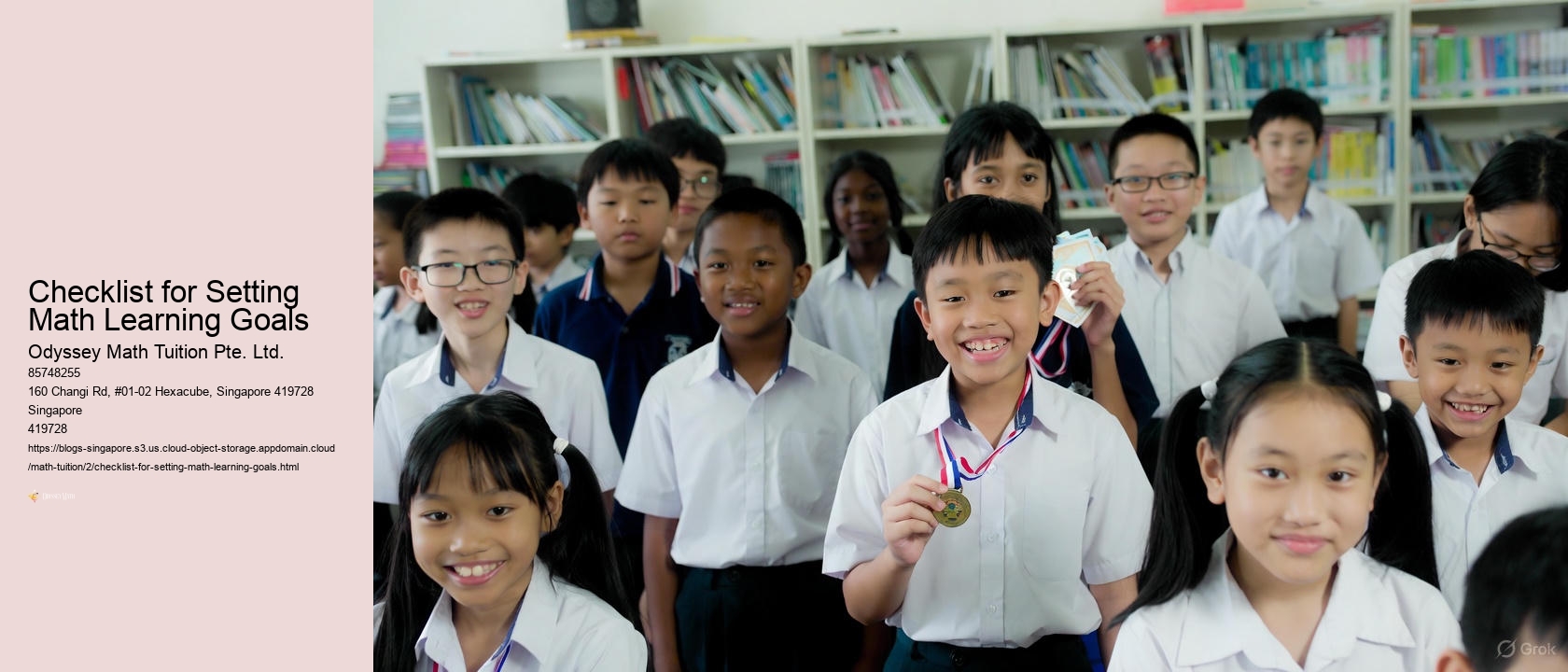 Checklist for Setting Math Learning Goals Odyssey Math Tuition Pte. Ltd. Checklist for Setting Math Learning Goals
